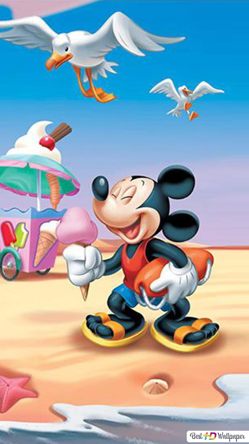 Donald Duck und Micky Maus Sommerurlaub Strand, Micky Maus Sommer HD-Handy-Hintergrundbild