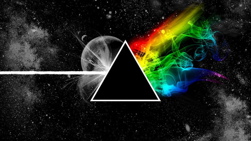 1366x768 Pink Floyd, triángulo, espacio, planeta fondo de pantalla