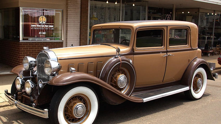1366x768 buick, 1932, brown, vintage, car, vintage car laptop HD wallpaper
