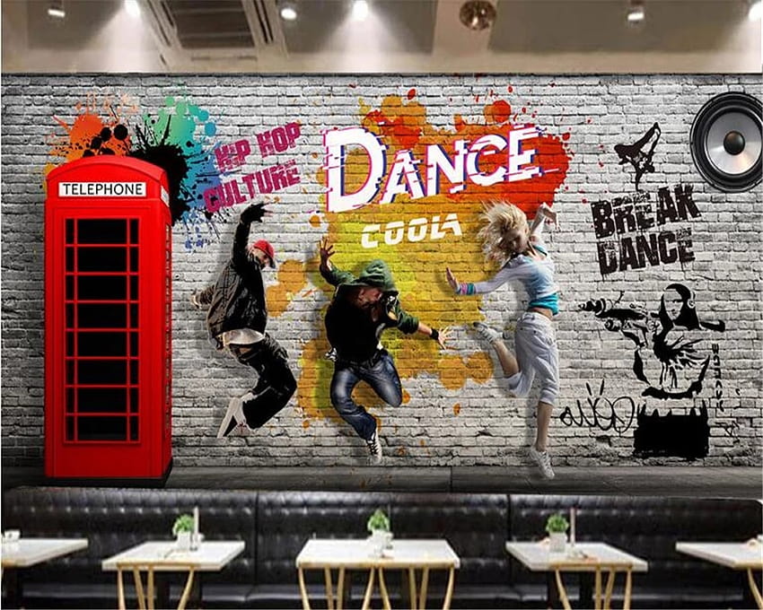 beibehang Custom papel mural hand painted street dance dance decoration painting backgrounds for living room HD wallpaper