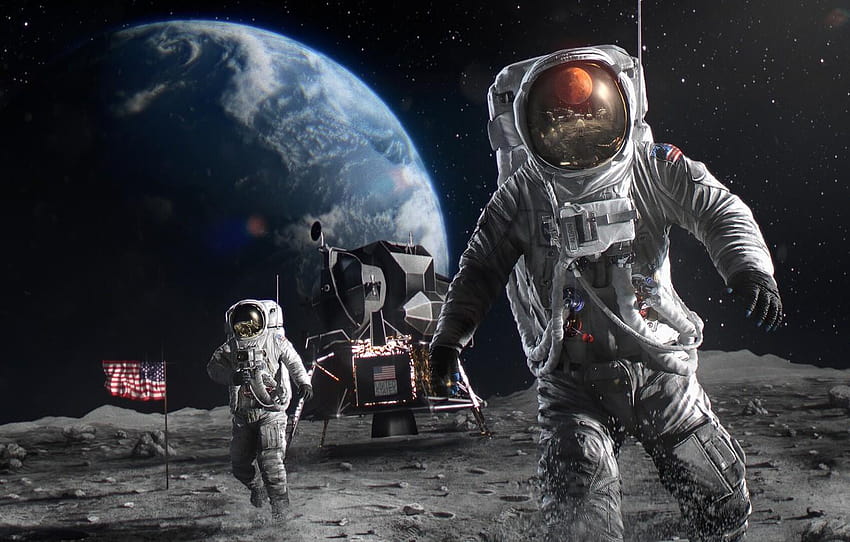 The moon, The suit, People, Space, People, Earth, astronaut graphy of earth HD wallpaper