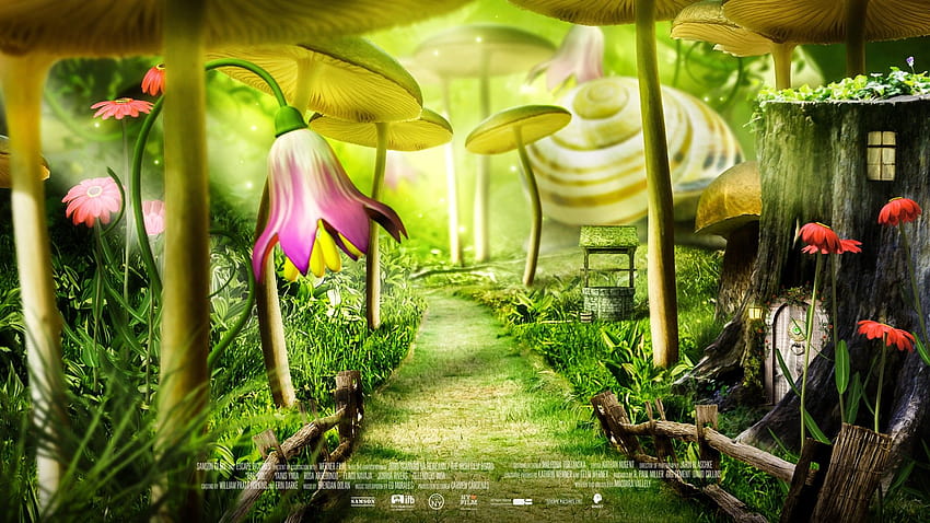 : forest, grass, movie poster, fairy tale, spring, flower, flora, petal, 1920x1080 px, flowering plant, botanical garden 1920x1080, fairy spring HD wallpaper