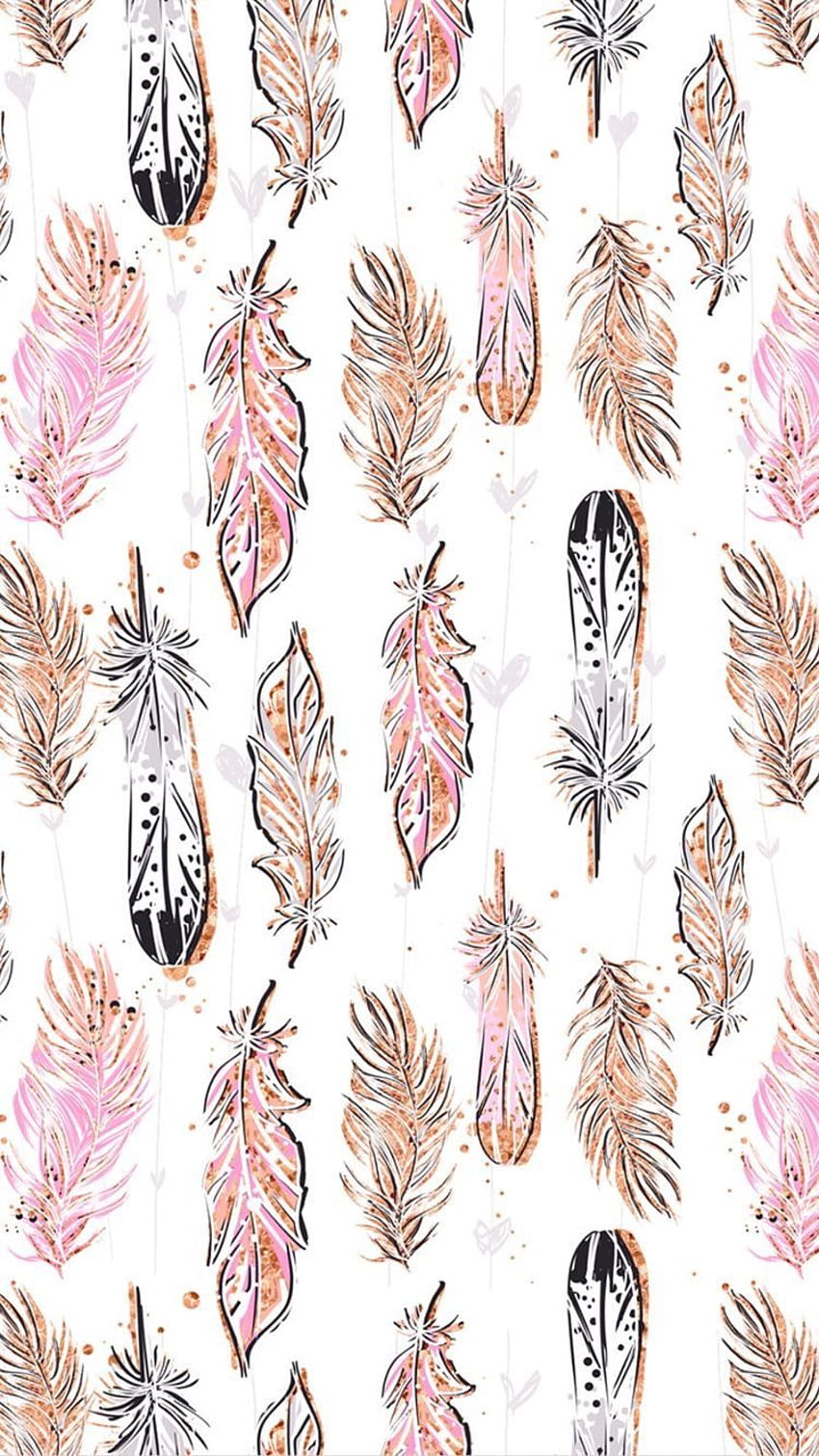 feathers pattern boho bohemian backgrounds backgrounds [750x1333] for your , Mobile & Tablet HD phone wallpaper
