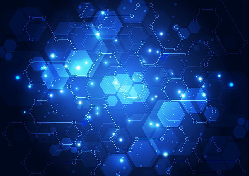 Hexagon Tech, blue hexagon HD wallpaper