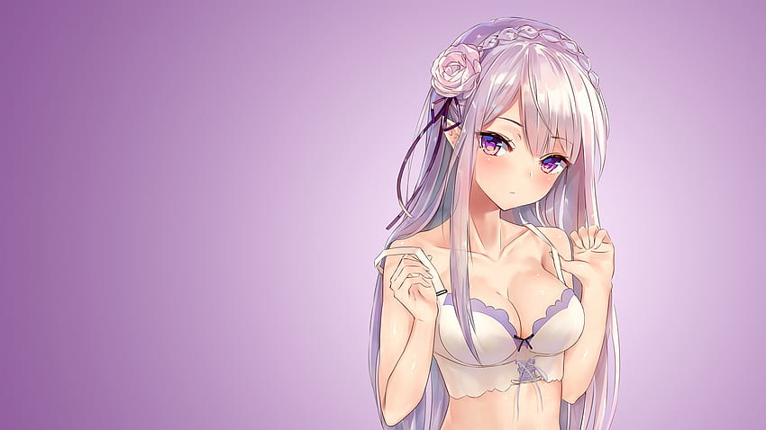 Emilia [Re:Zero], anime lewd HD wallpaper