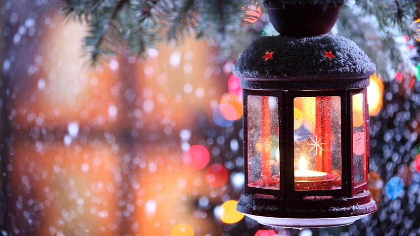 1920x1080 candle, torch, branch, snow, winter, snowflakes, christmas ...
