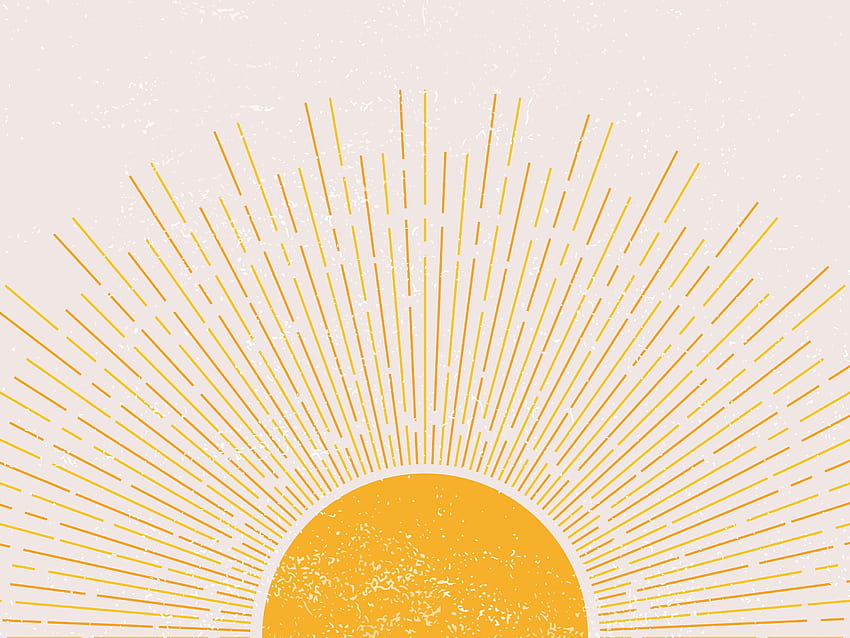 Sun Rise Art แนวนอน Boho Sun Horizon Sun Poster วาดดวงอาทิตย์ วอลล์เปเปอร์ HD