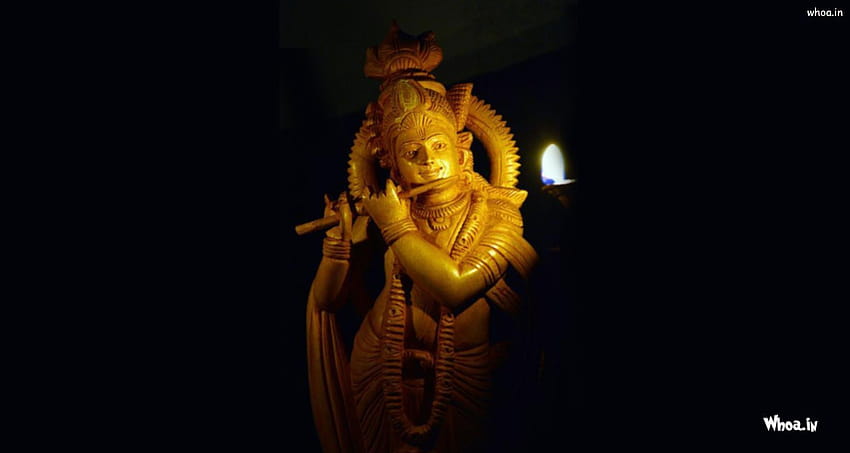Lord Krishan With Light Black Backgrond, lord krishna 3d in black background HD wallpaper
