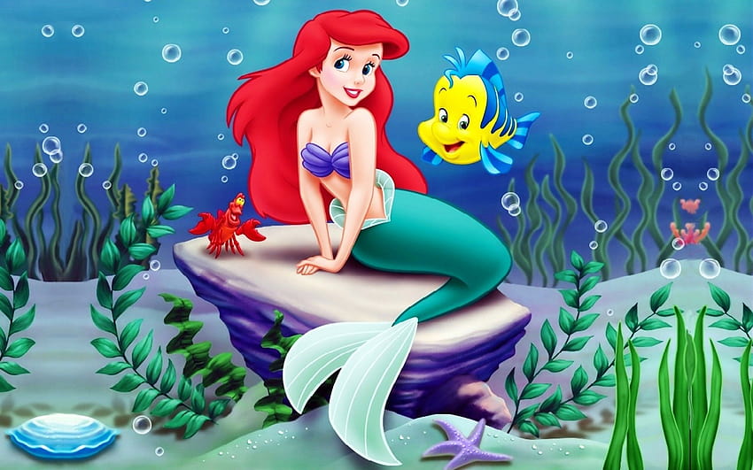 La Sirenita Ariel, la sirena y el rey fondo de pantalla