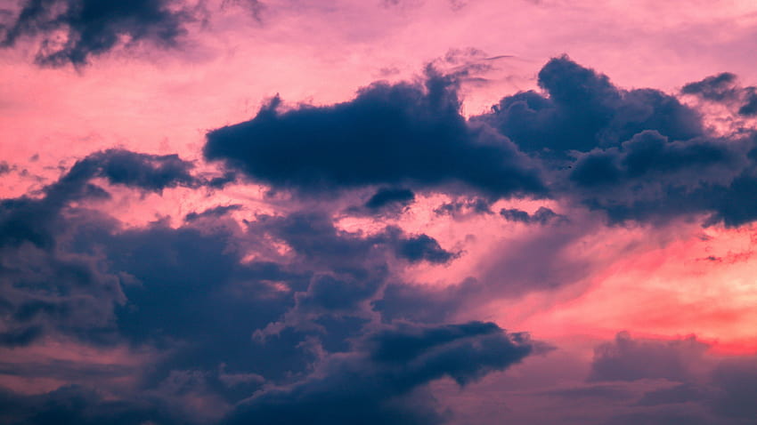 3840x2160 awan, malam, matahari terbenam, langit, pink u latar belakang 16:9, awan merah muda Wallpaper HD