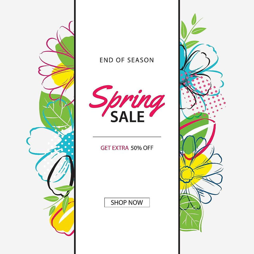 Spring sale poster template with colorful flower background. Can be used for voucher, flyers, invitation, brochure, coupon discount. 1997236 Vector Art at Vecteezy HD phone wallpaper