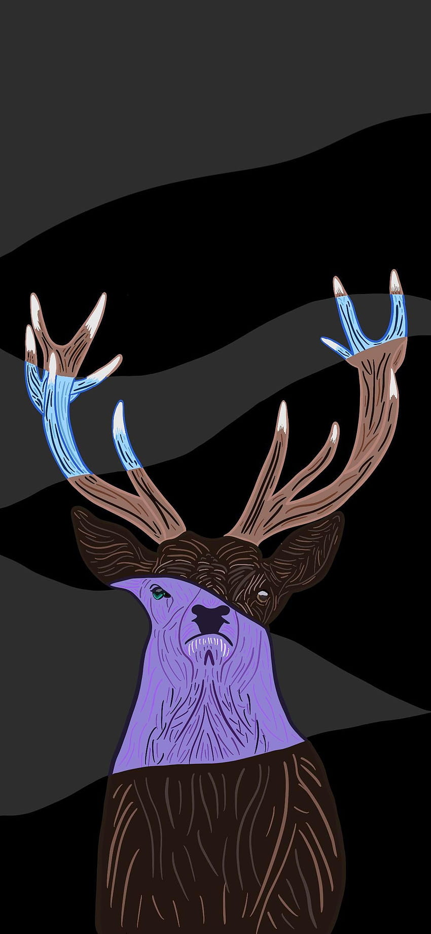 Drew this stag in Procreate, hope you like it [2532x1170] : Amoledbackgrounds HD phone wallpaper