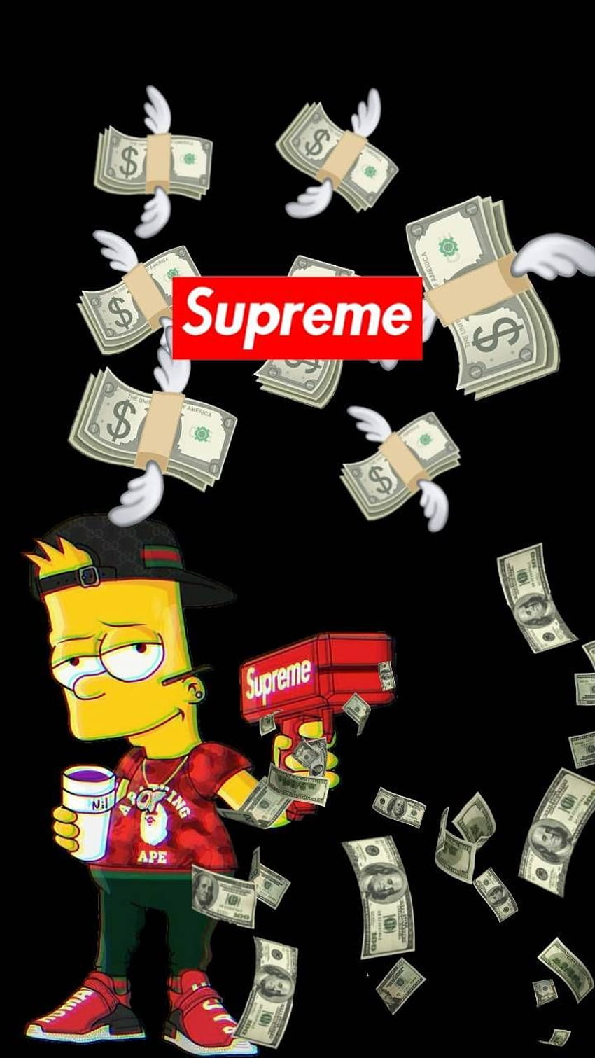 Pin auf Simpsons-Zeichnungen, rotes Geld HD-Handy-Hintergrundbild
