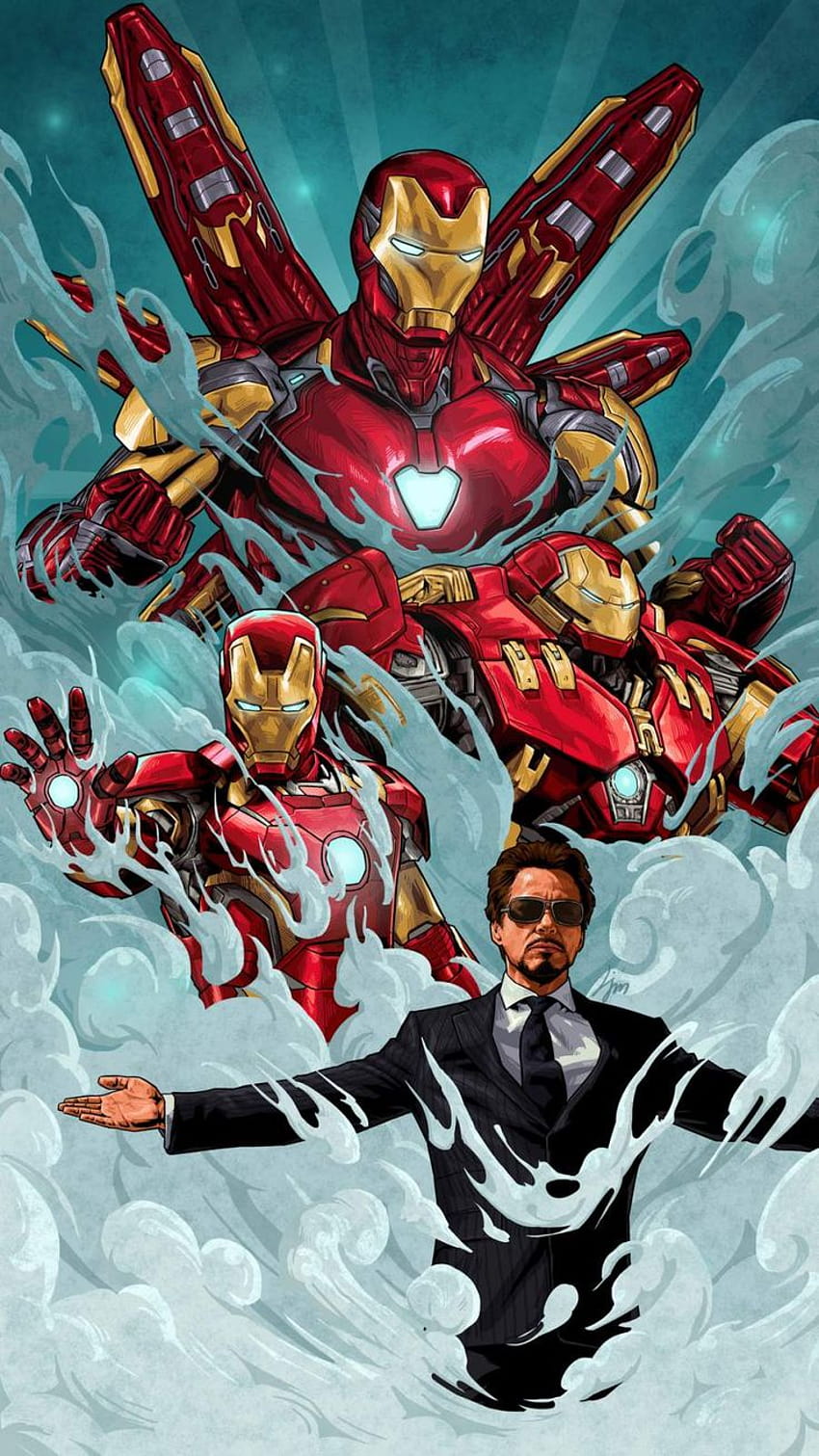 Leyenda Tony Stark Iron Man iPhone, maravilla fan art fondo de pantalla del teléfono