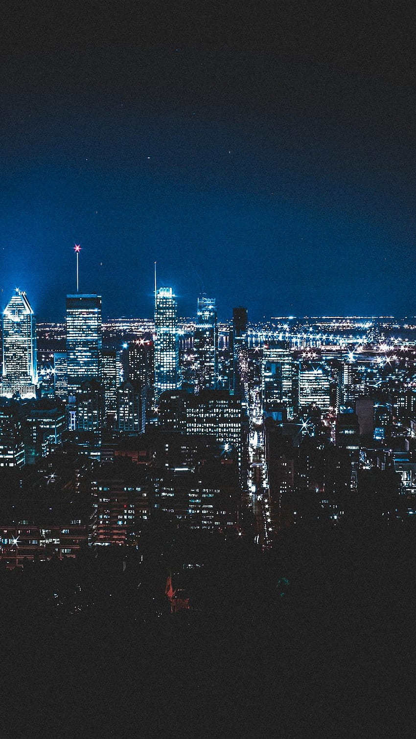 밤의 도시, 조명, 고층 빌딩, 몬트리올, 시티 팝 HD 전화 배경 화면