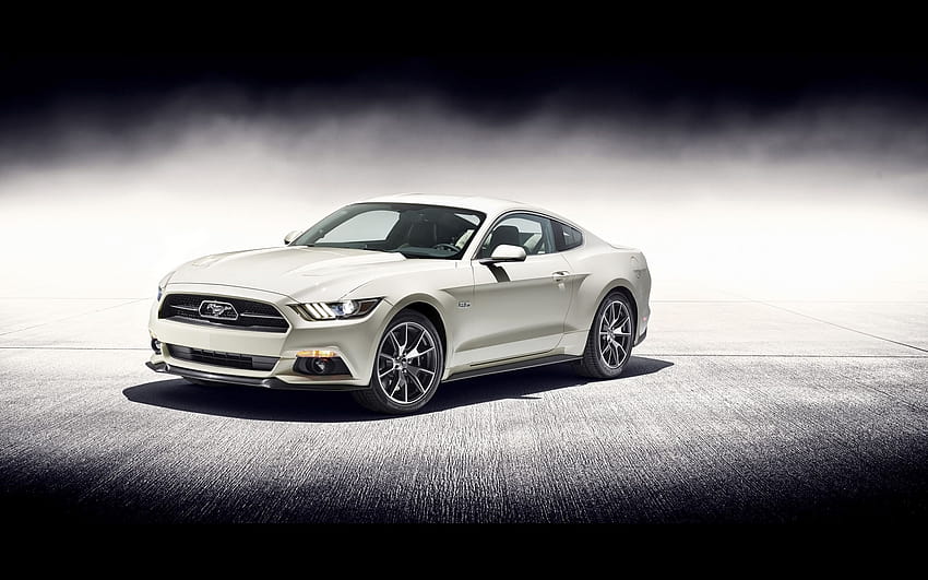 2015 Ford Mustang GT Fastback 50 Year Limited Edition, white mustang HD wallpaper