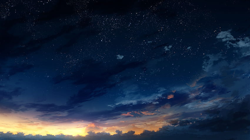 3840x2160 애니메이션 풍경, 일몰, 구름, 하늘, 밤 for U TV, 야간 애니메이션 HD 월페이퍼