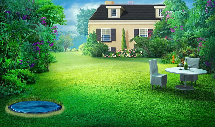 Garden Backgrounds Anime Park, anime yard HD wallpaper