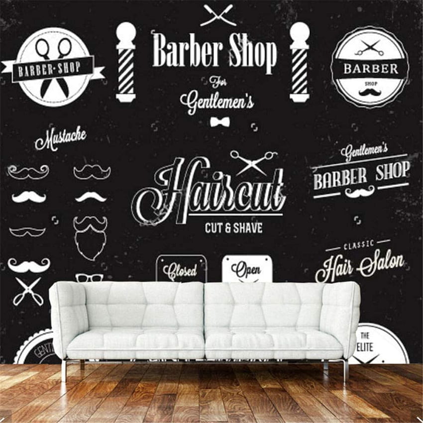 xbwy Moderne 3D, Barber Shop Étiquette et Icône Murale pour Le Barber Shop Canapé Salon Mur Vinyle Fond d'écran de téléphone HD