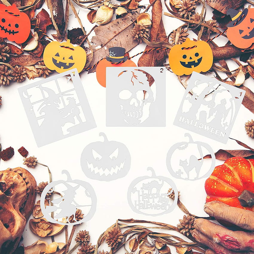 21 Pieces Happy Halloween Stencil Pumpkin Stencils Template Set for Painting on Wood, Pumpkin Carving, Home Decor, DIY Craft Painting, halloween collage aesthetic HD phone wallpaper