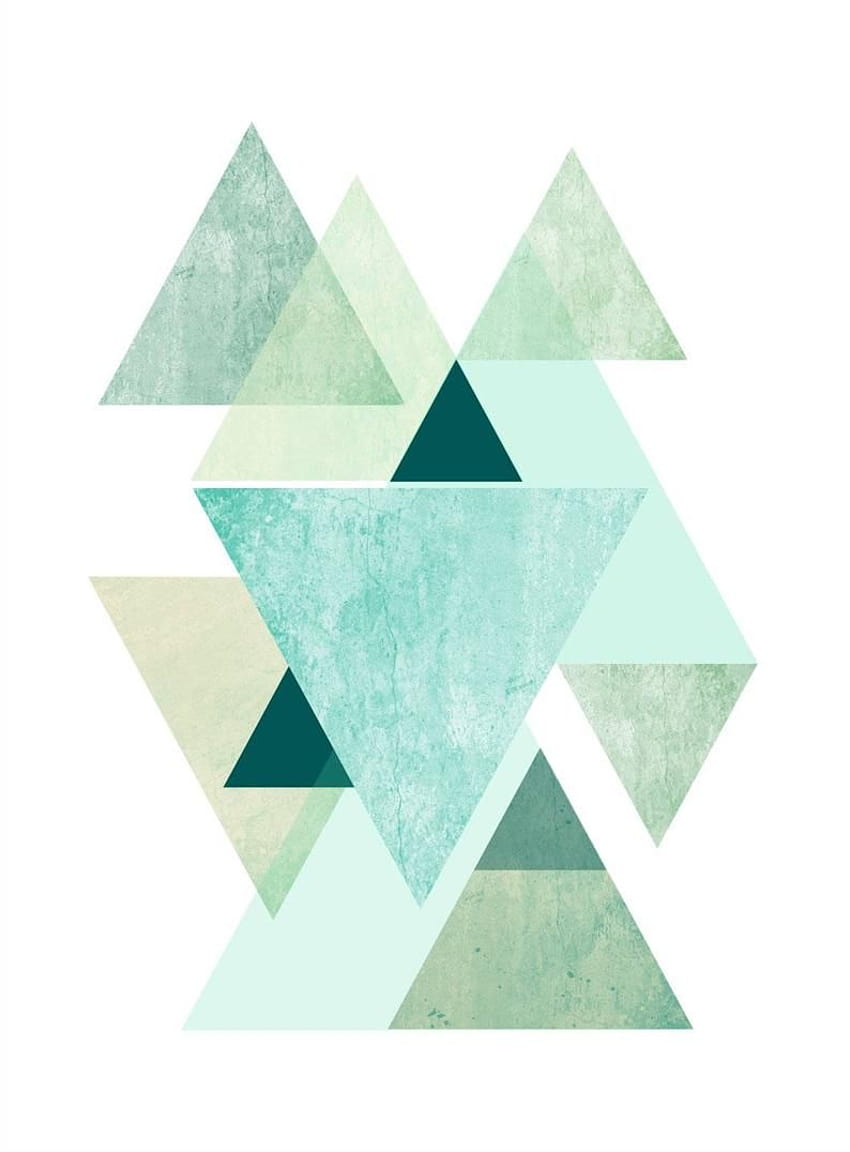 Принт със син триъгълник, геометрично изкуство за стена, скандинавски принт, принт на абстрактно изкуство, принт Giclee, геометричен плакат, декорация на стена, домашен декор през 2021 г., сини триъгълници с геометрични форми HD тапет за телефон