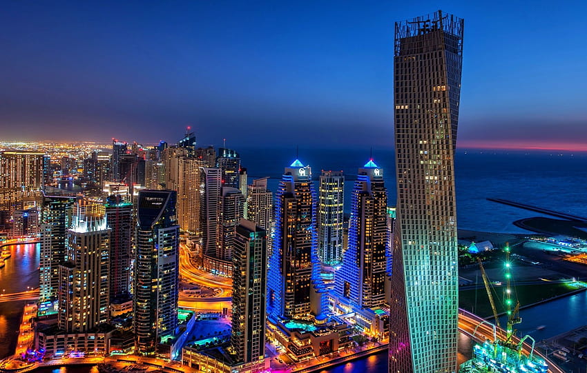 Dubai, Dubai Marina, United Arab Emirates, city, dubai buildings night lights HD wallpaper