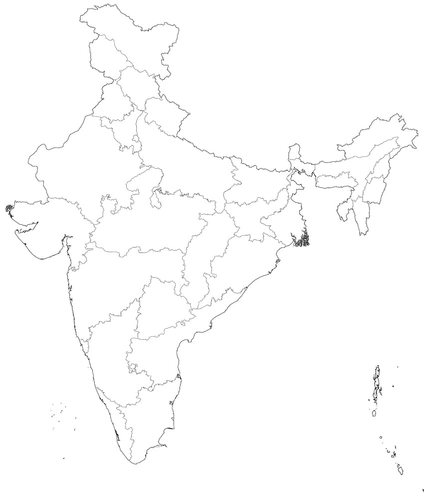 Mapa konturowa Indii, pusta mapa Indii, zarys mapy politycznej Indii, polityczna mapa Indii Tapeta na telefon HD