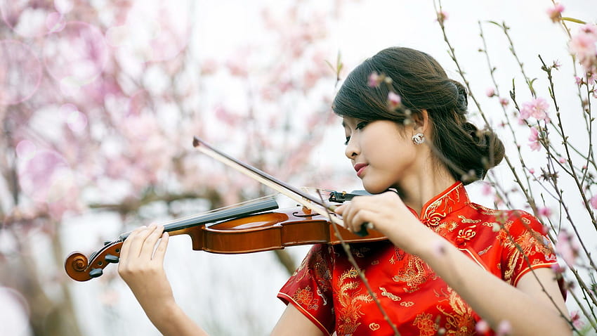 Woman playing the violin, girl playing violin HD wallpaper
