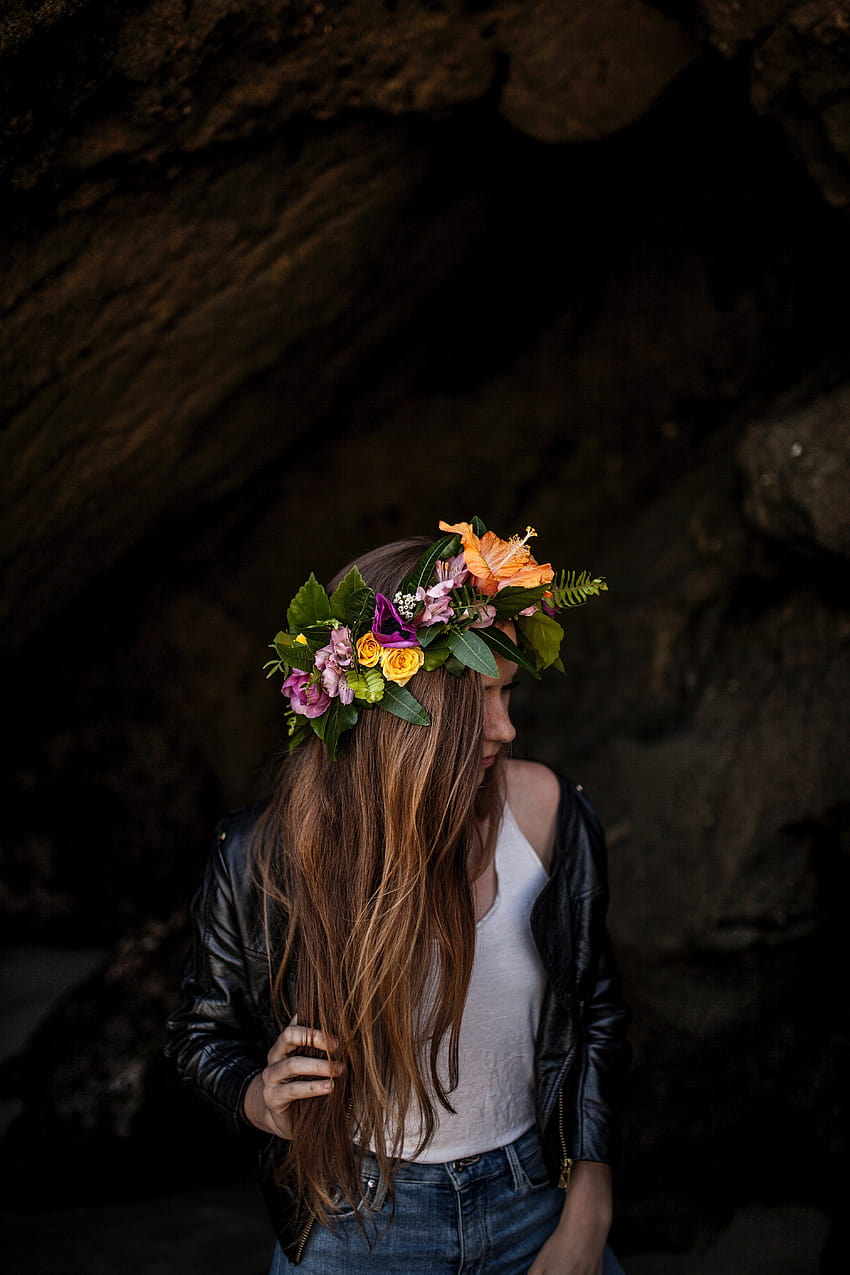 ID: 223933 / kwiatowy korona kobieta brunetka i kaukaski, kwiat korony Tapeta na telefon HD