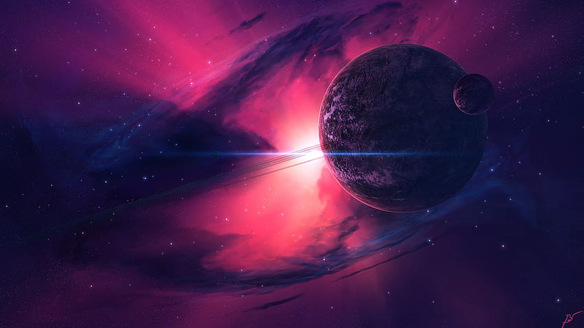 핑크 공간 배경, 핑크 행성 HD 월페이퍼