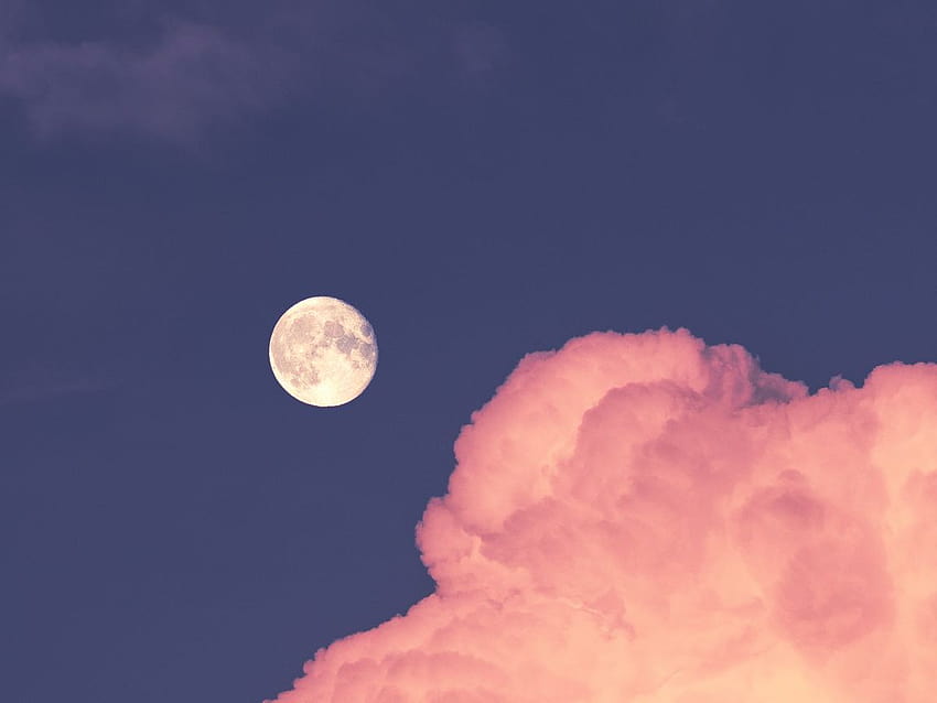 1152x864 moon, cloud, sky, pink standard 4:3 backgrounds, moon cloud HD wallpaper