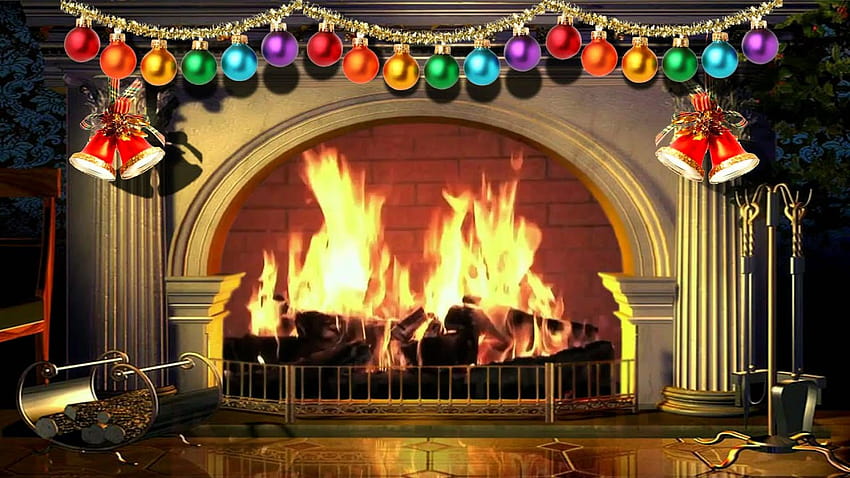 winter night by fireplace cartoon