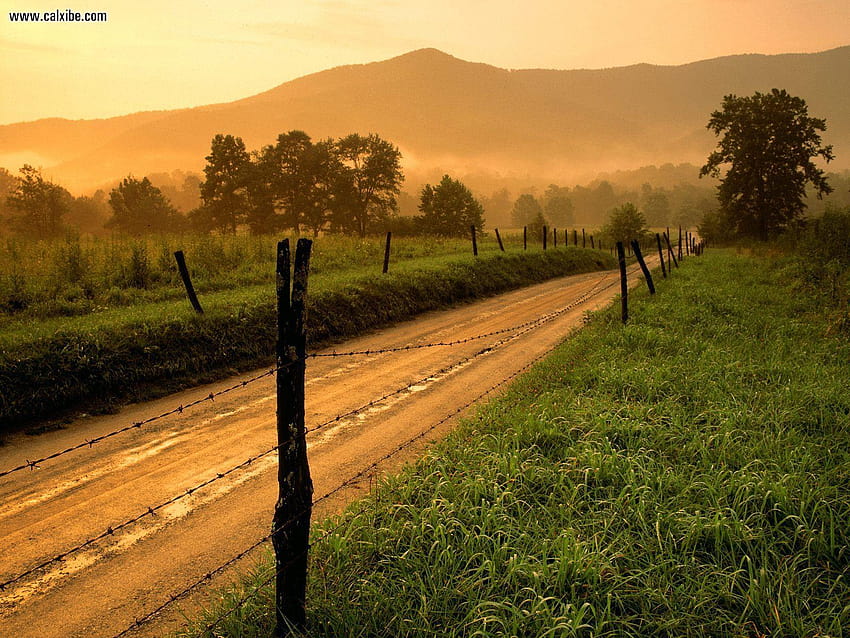 Природа: Sparks Lane At Sunset Cades Cove Great Smoky Mountains, национален парк Great Smoky Mountains HD тапет
