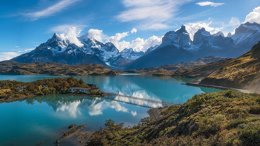 amérique du sud chili patagonie andes montagnes lac pont île Fond d'écran HD