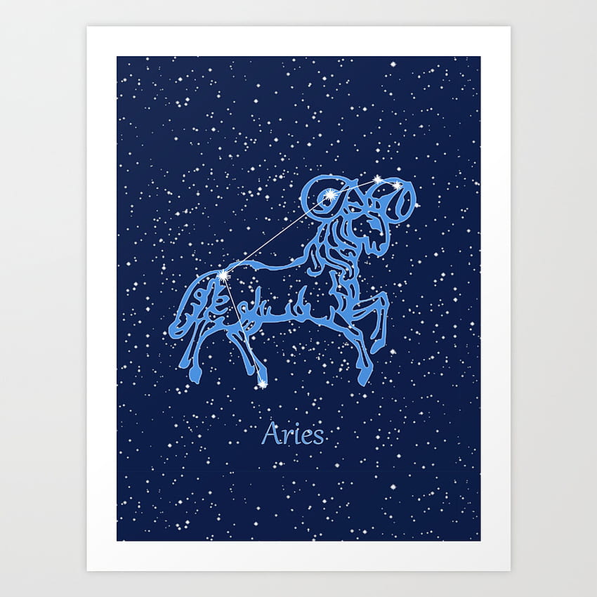 Aries Constellation and Zodiac Sign with Stars Art Print by mm gladden HD phone wallpaper