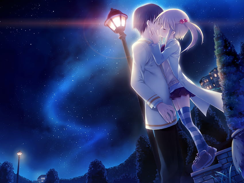4 Ciuman Anime, ciuman gadis anime romantis Wallpaper HD