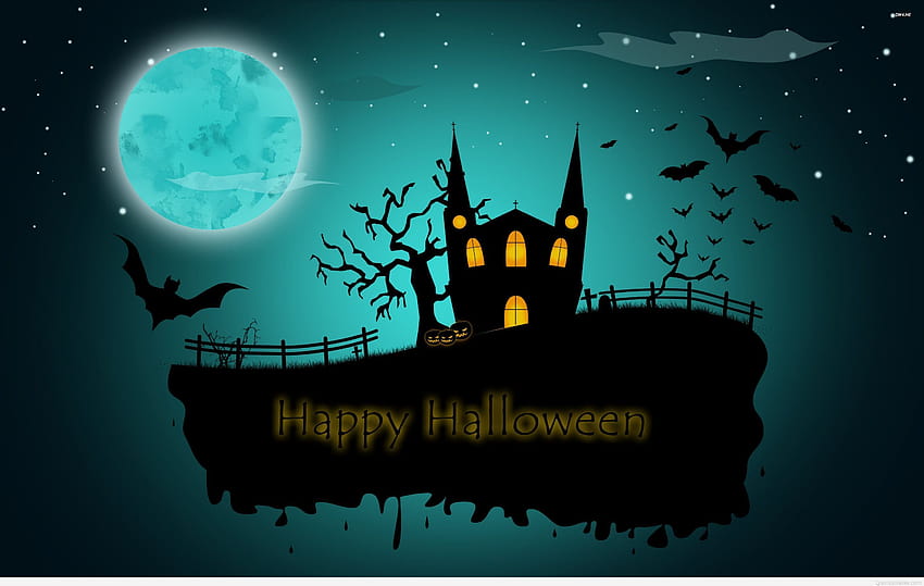 Kartun rumah Happy Halloween keren, kartun halloween bahagia Wallpaper HD