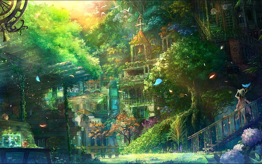 Anime, Original, Floresta, Casa, HD papel de parede