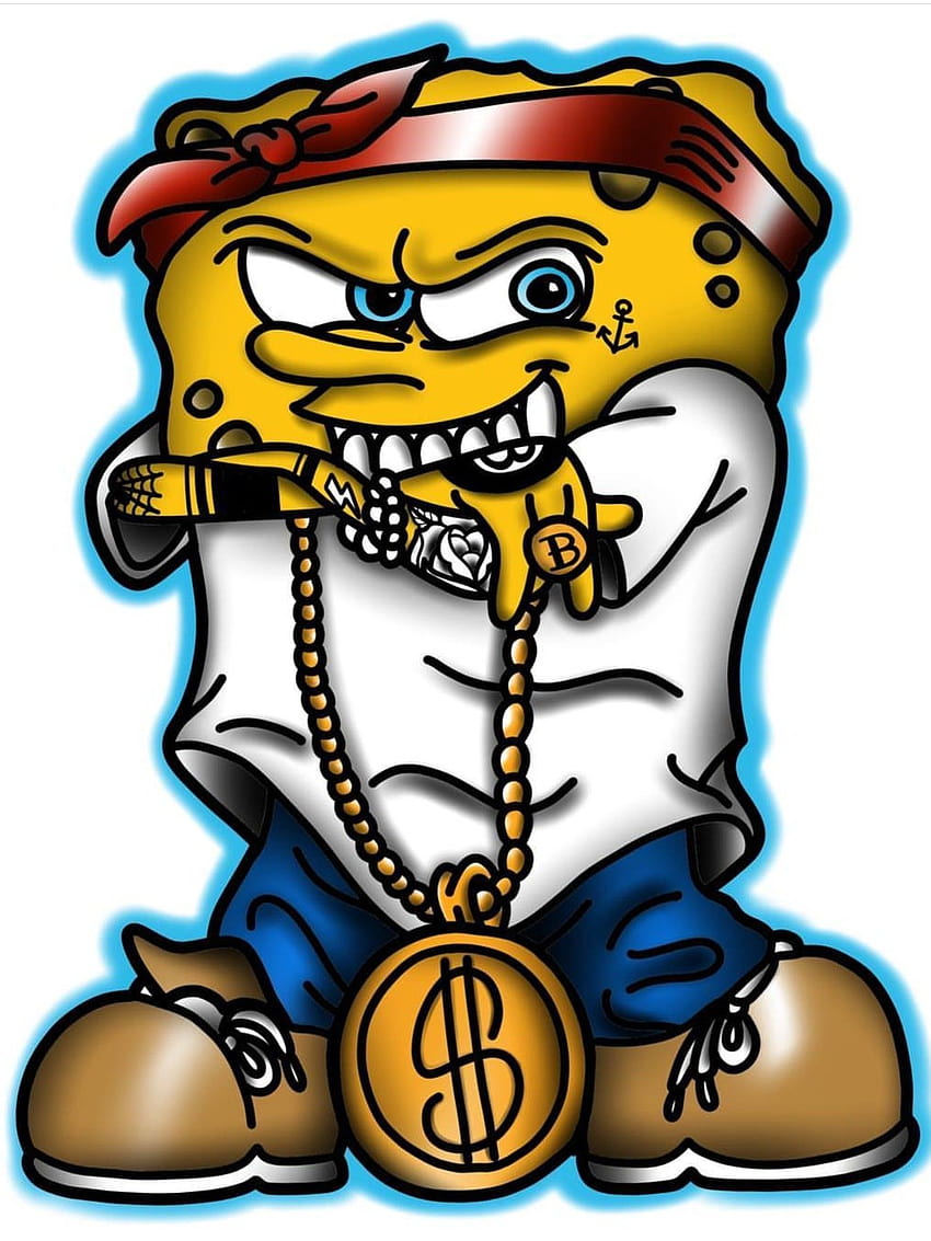 Gangsta Bob Esponja En 2019 Bob Esponja Bob Esponja Pantalones Cuadrados con dibujos animados de gángsters fondo de pantalla del teléfono