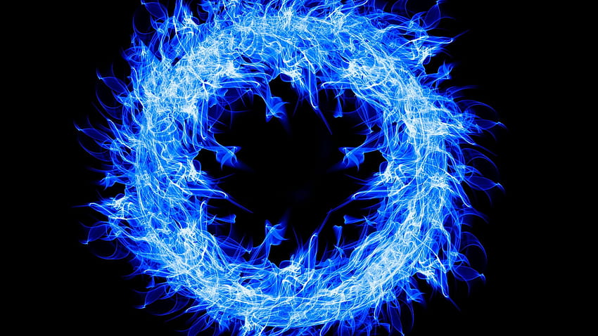 2560x1440 Blue Fire Ring 1440P 解像度、背景、および Blue Fire ロゴ 高画質の壁紙