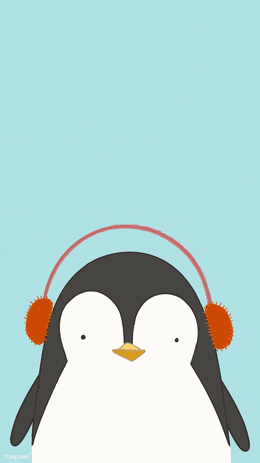 Netter Pinguin, der Musikhandyvektor, nette Pinguine hört HD-Handy-Hintergrundbild