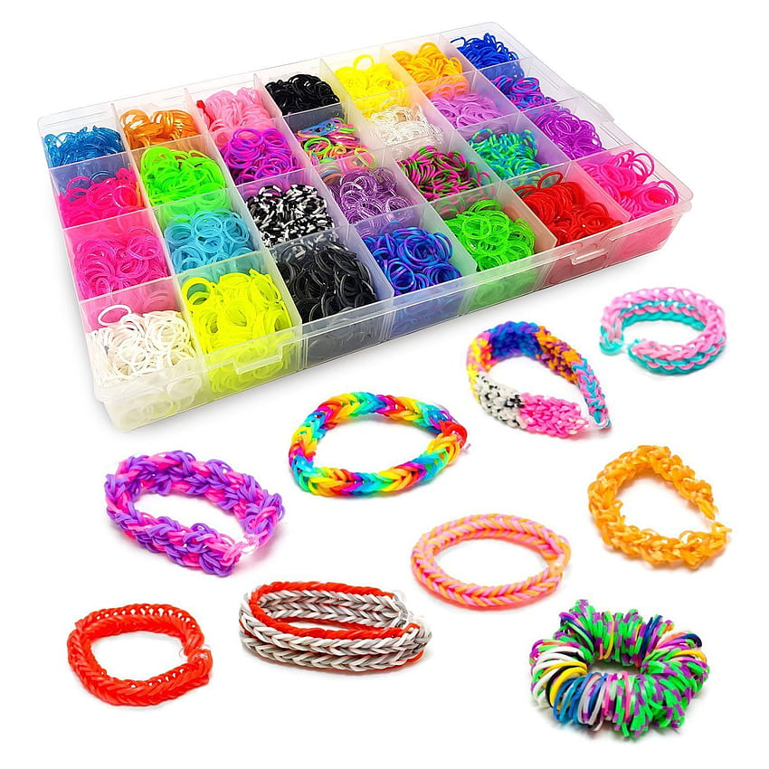 PATPAT 4400 Rubber Loom Bands Set Bracelet Jewelry Making Kit Rainbow Rubber  Bands Refill Loom Set with Braiding Tools Crochets Assorted Charms for  Girls Kids DIY Craft GiftsLatex