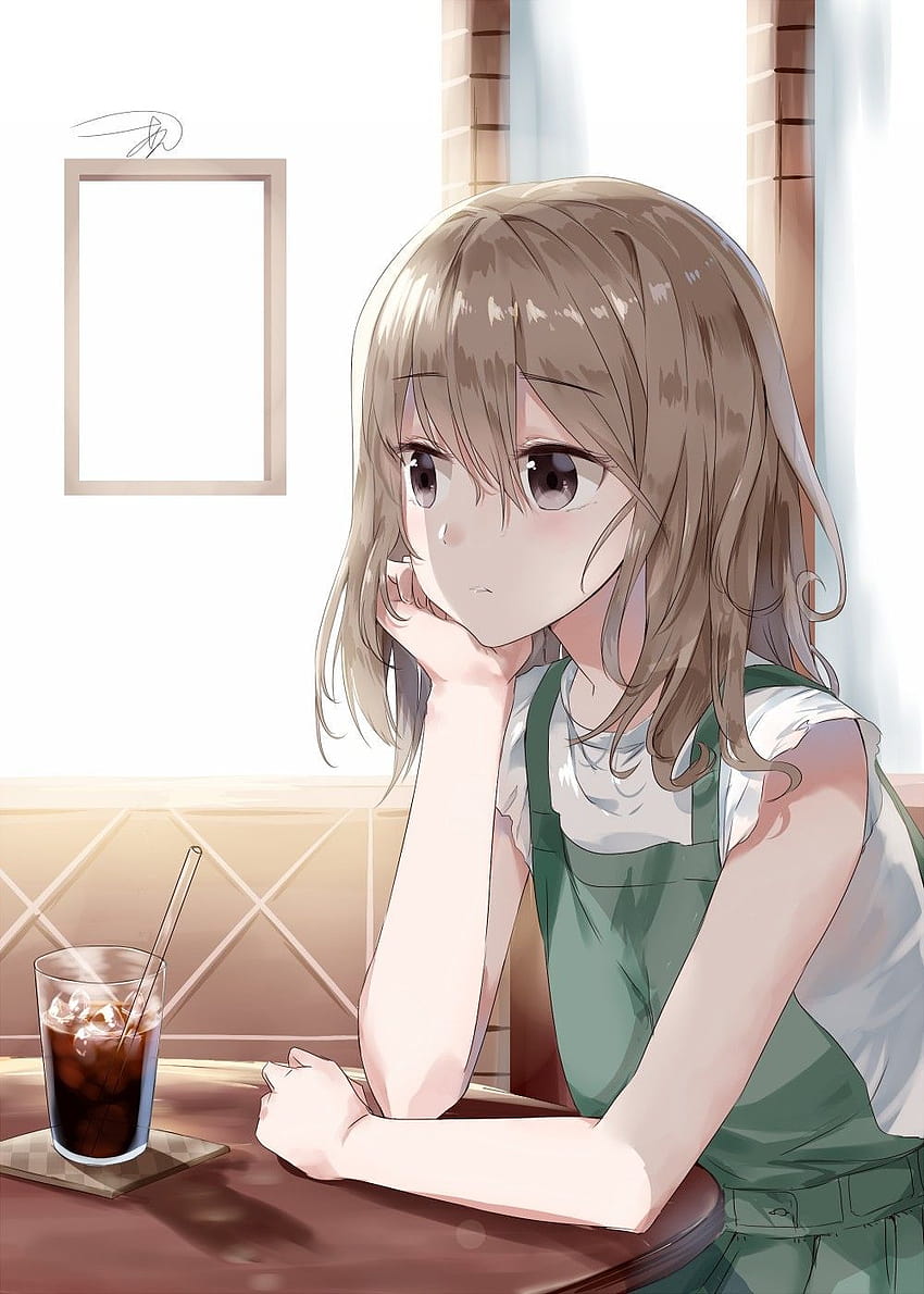 Pin on Coffee break☕Tea, anime girl drinking coffee HD phone wallpaper