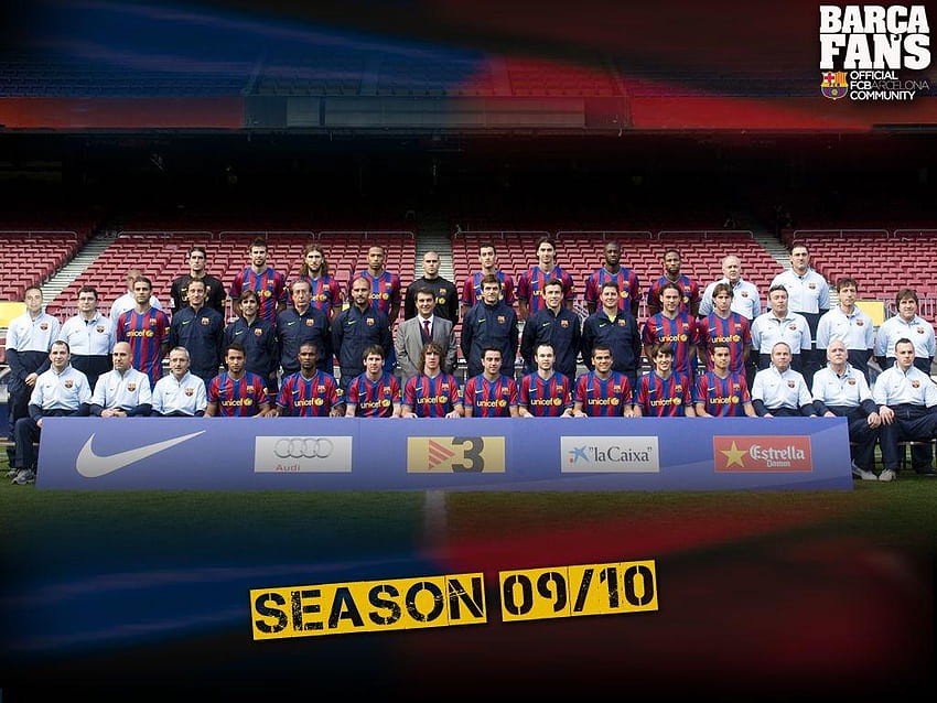 FC Barcelona 2009/10 Skład i tło, skład Barcelony Tapeta HD