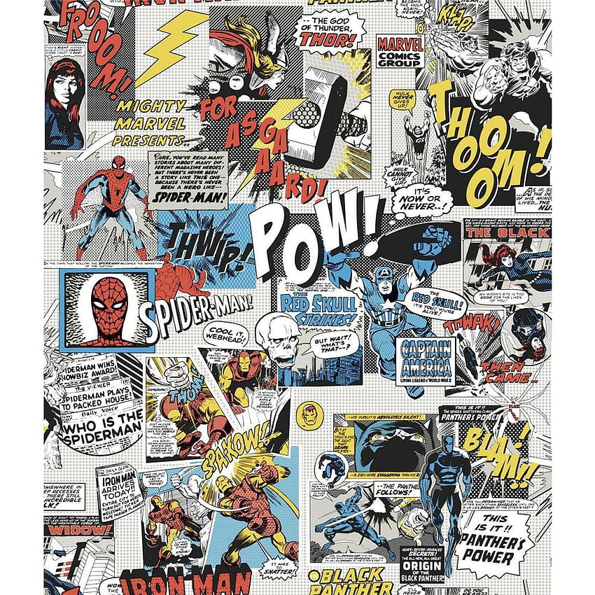 York Wallcoverings Marvel Comics Pow! in der Abteilung bei Lowes, Wunderzeichnung HD-Handy-Hintergrundbild