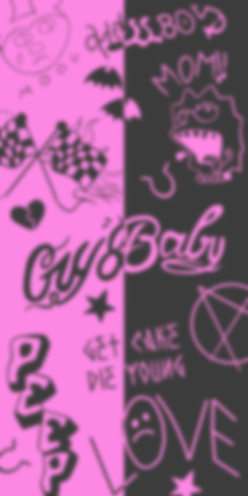 Tato Lil Peep Pink & Hitam, estetika merah muda dan hitam wallpaper ponsel HD