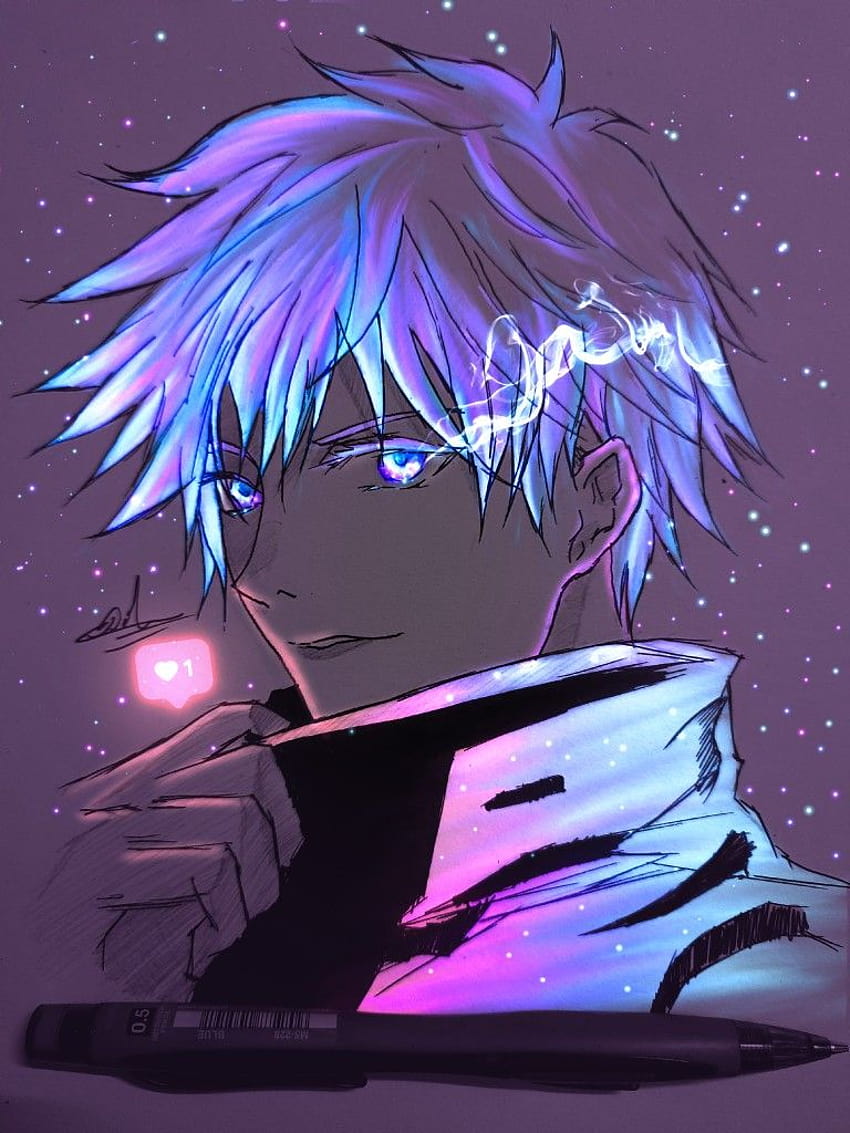 Gojo Satoru Glow Art, Glow Art Anime HD-Handy-Hintergrundbild