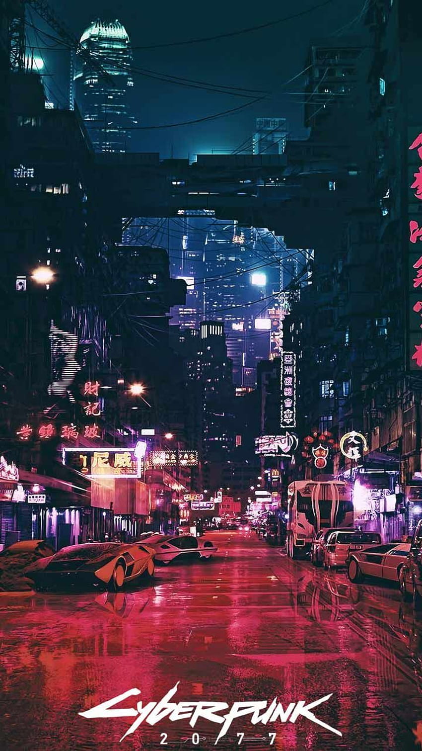 Cyberpunk 2077 telefon arka planları Gece şehir oyunu logosu sanat posteri iPhone'da android 2020'de, cyberpunk 2077 iphone HD telefon duvar kağıdı