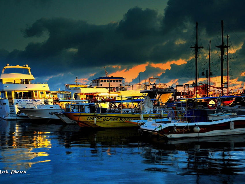 Paphos Waterfront, Late evening – Paphos, Cyprus HD wallpaper