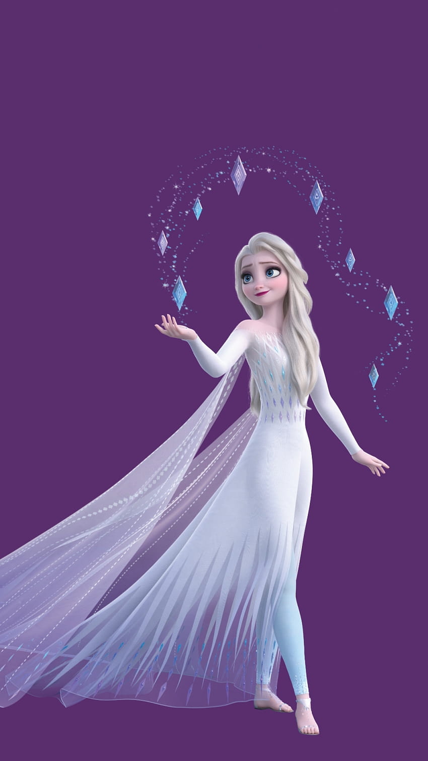 15 Frozen 2 ใหม่กับ Elsa ในชุดสีขาวและโทรศัพท์ Elsa Frozen 2 ของเธอ วอลล์เปเปอร์โทรศัพท์ HD
